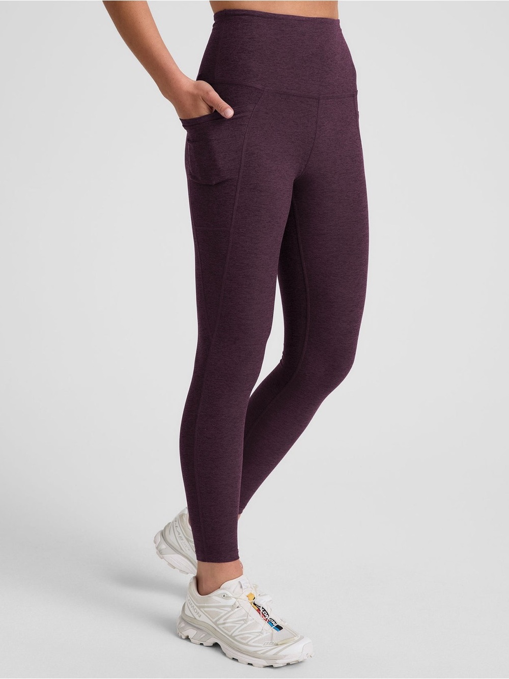 Beyond Yoga Spacedye Out Of Pocket High Waisted Midi Leggings S Plum Purple